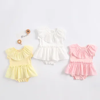 

2019 Babys Girls With Hat Romper Cotton Autumnr Baby Jumpsuit 0-2T