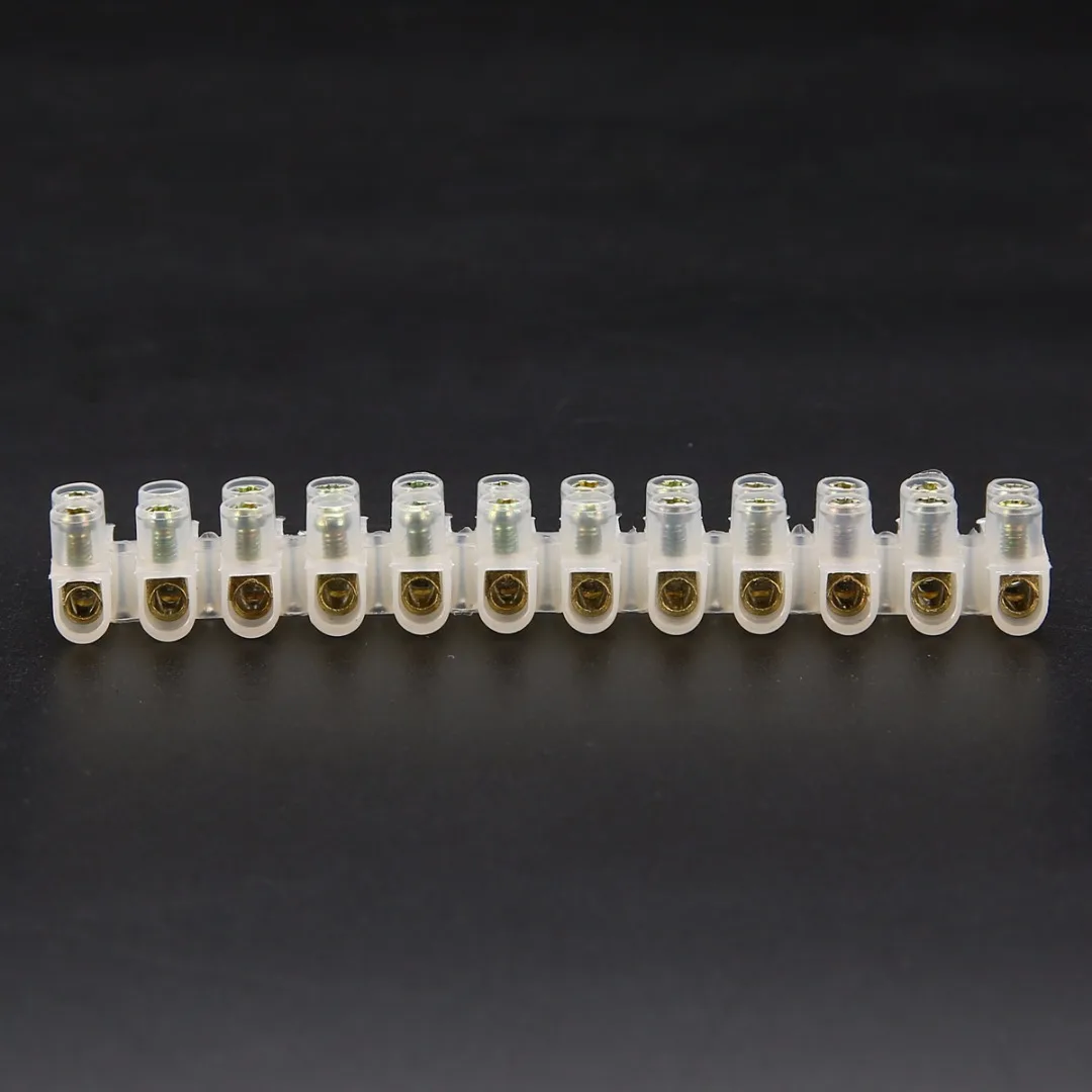 3pcs New White Copper 12 Way Barrier Screw Terminal Block Wire Connector Strip 3A 6A 10Amp For Electrical Wiring Household Use