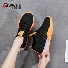 WWKK/Женская обувь для отдыха; дышащая обувь для прогулок; модная обувь на плоской подошве со шнуровкой; Милая женская спортивная обувь кроссовки для женщин
