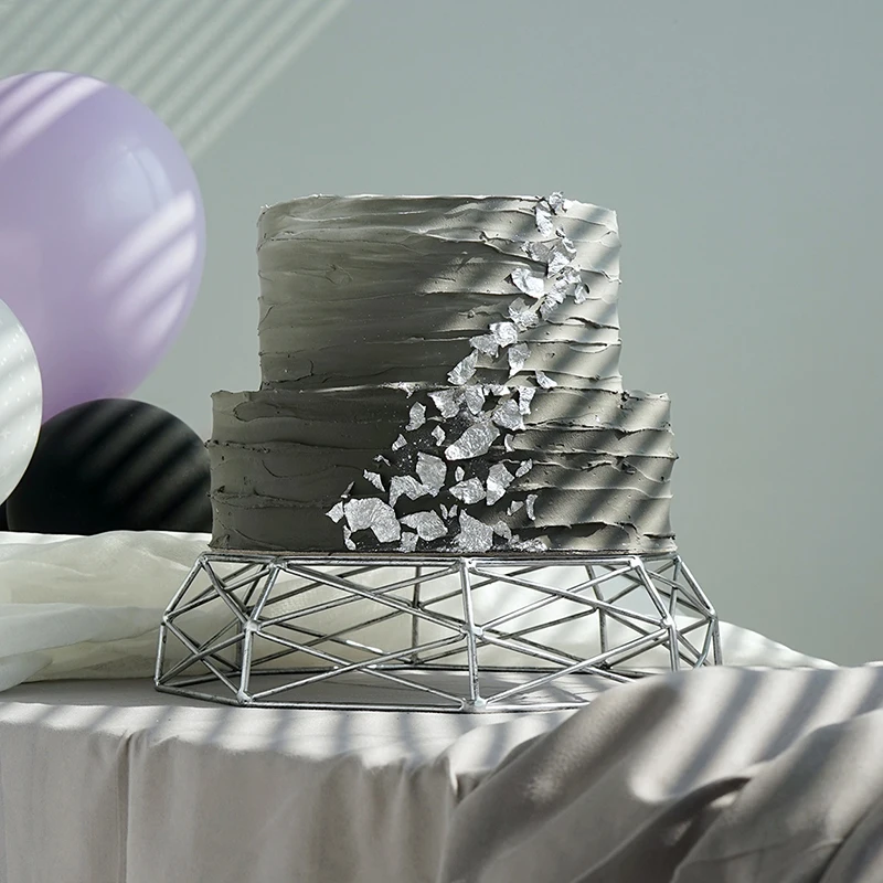 Preise SWEETGO Geometrische form tablett vintage gold silber kuchen werkzeuge für dessert aushöhlen tisch dekorieren korb kuchen steht