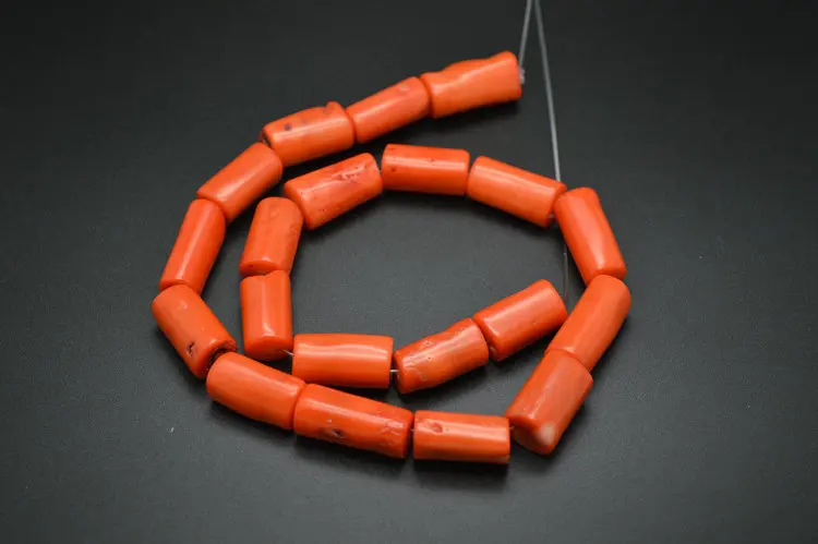 

5 strands Popular Small Size 15~20mm length Orange color Sea Bamboo Coral Tube Cylinder Shape Stone Loose Beads DIY Jewelry