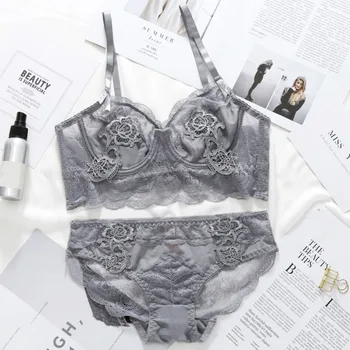 

2019 exy Push Up Bras Sets Women Lace Embroidery Floral Bras + Onesize Lace Underwear Brief Suits