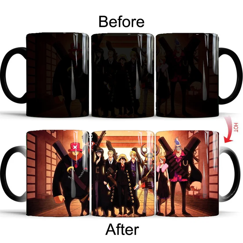 

One Piece Monkey D Luffy Mug Cup Magic Ceramic Coffee Cups Hot Cold Heat Sensitive Color-Changing for friend Gift 2019 Hot Sale