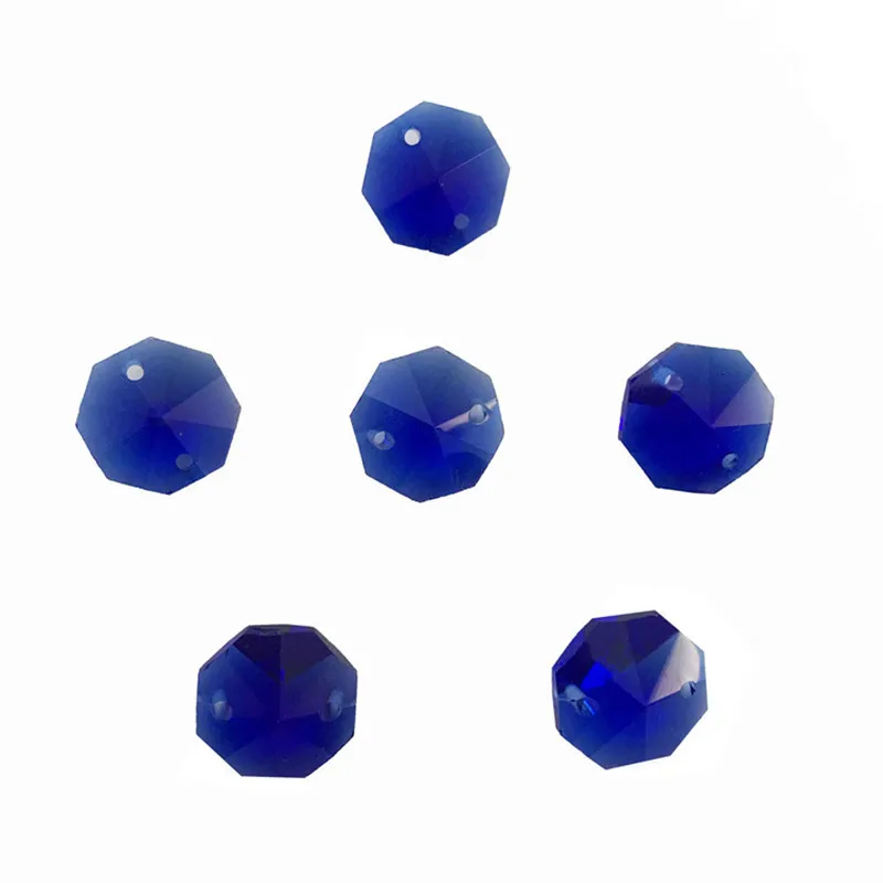 2000 шт/партия, синий, 14 мм Хрустальные стеклянные Восьмиугольные бусины в 2 отверстия для украшения дома аксессуары