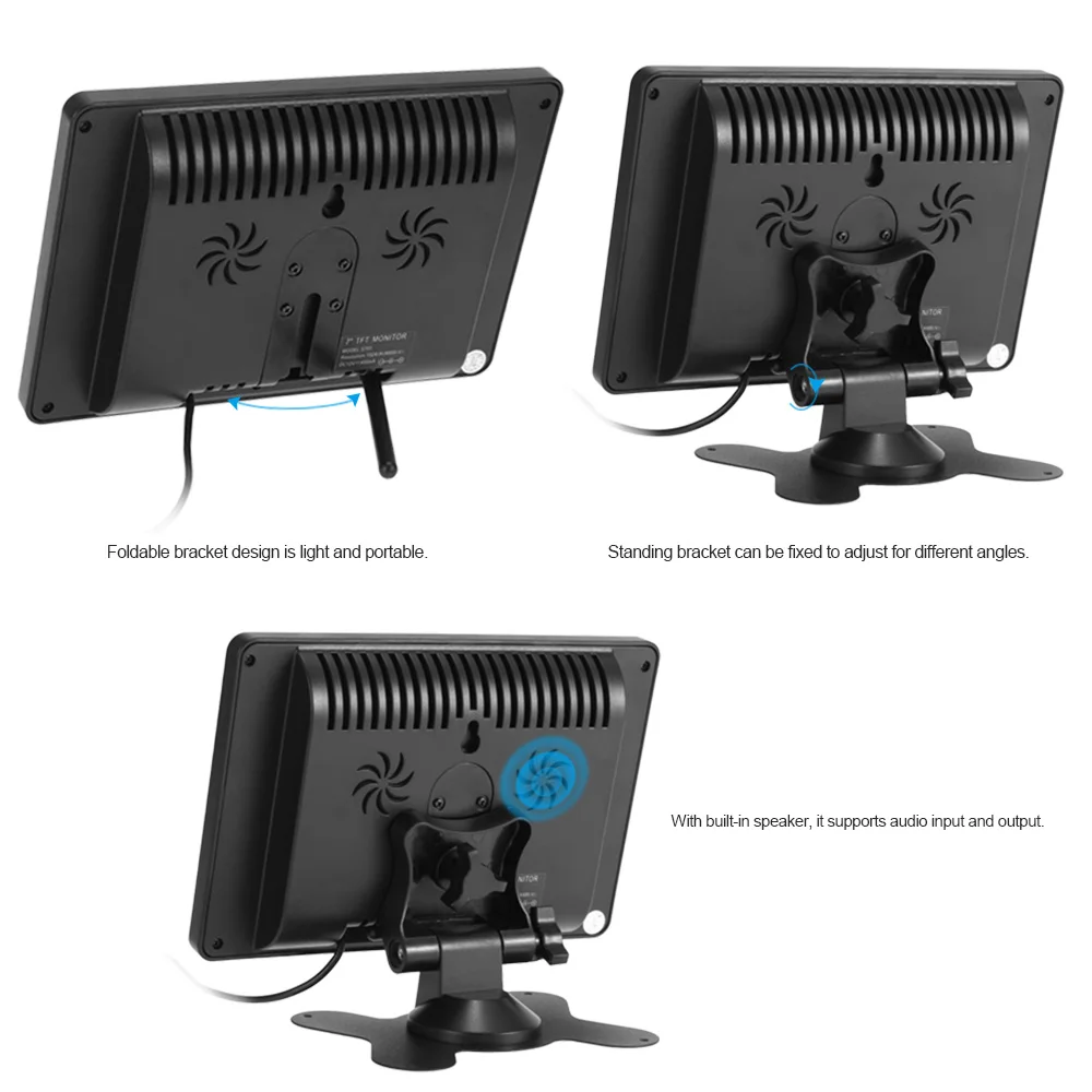 S701 7 дюймов TFT LCD монитор экран 16:9 1024*600 BNC AV видео аудио для ПК безопасности VCD DVD EU US