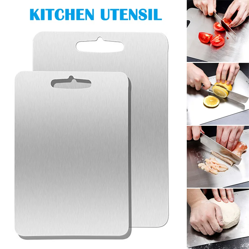 

304 Stainless Steel Antibacterial Mildewproof Cutting Board For Kitchen Safe Fit Vegetables Meats LBShipping
