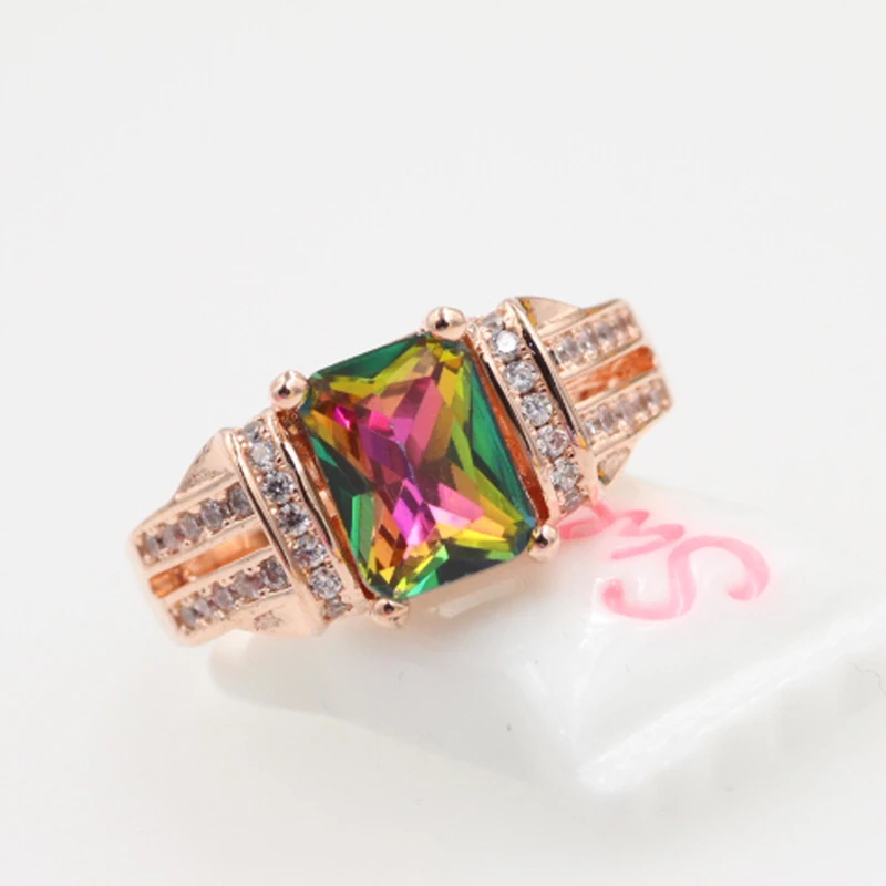 2017 Free shipping fashion ring colour crystal Mosaic male Inlay zircon rectangle man | Украшения и аксессуары