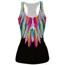 CHAMSGEND женский 3D без рукавов с принтом перья свободный беговой жилет для йоги Мягкий Топ для фитнеса впитывающая пот дышащая Спортивная футболка