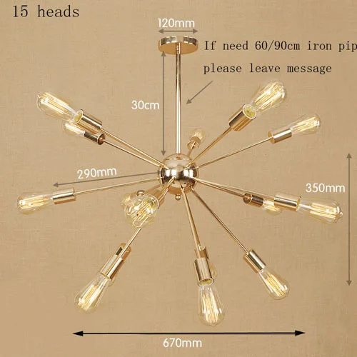Золотая люстра спутник освещение для столовой Гостиная 9/12/18/21 Серебряный Nordic промышленные Ресторан подвесной светильник - Цвет абажура: show as the picture