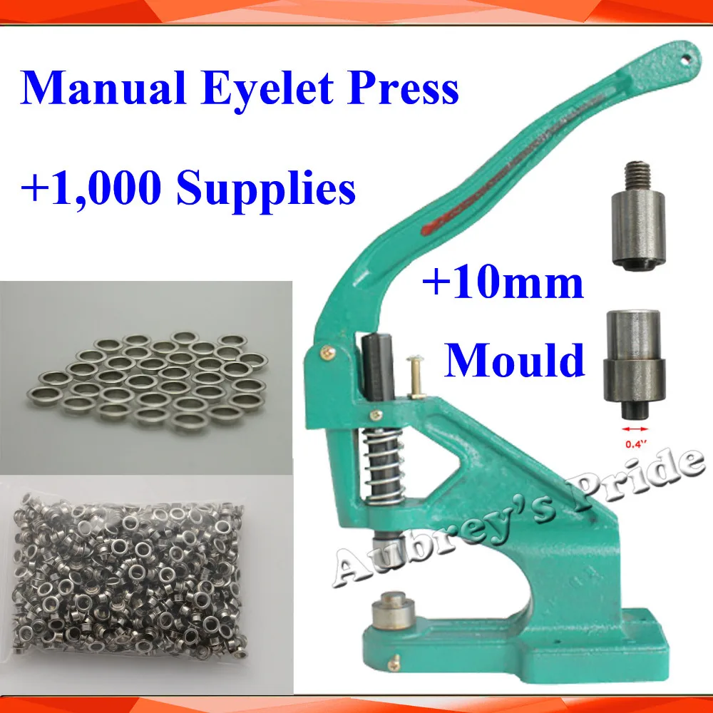 

Metal Manual Grommet Press Machine+10mm Die Mould+1,000 Eyelet Supplies Making Banner Flag