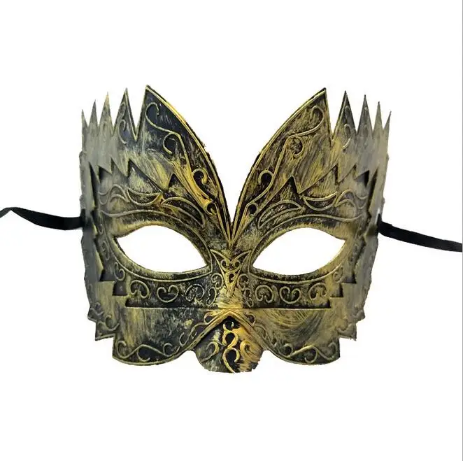 YOFAY вечерние маски венецианские вырезные ретро римские мужские маски венецианские костюмы для маскарада и Хэллоуина карнавальные маски с пилообразным шариком - Цвет: Golden