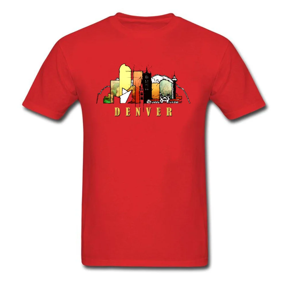 Casual T Shirts 2018 Popular Crew Neck Denver city Pure Cotton Men T Shirt Normal Short Sleeve Tops Tees Free Shipping Denver city red