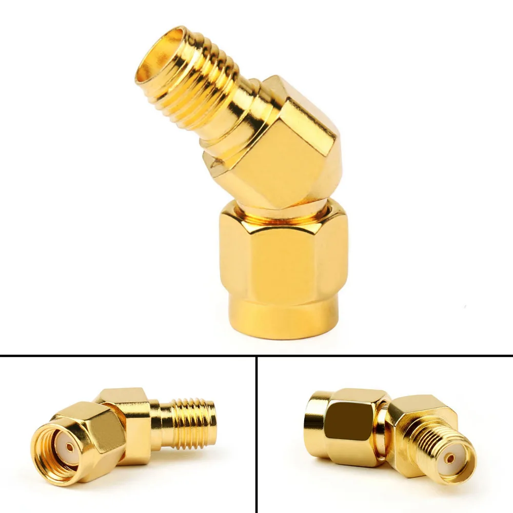 

Areyourshop SMA Female to RP-SMA Male Connector 45 Degree 135 Angle Adapter For FPV 50 Ohm 1/4PCS High Quality Connector