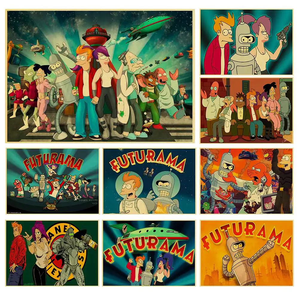 

Comedy Animation FUTURAMA cartoon poster kraft paper print retro psoter home decor art painting