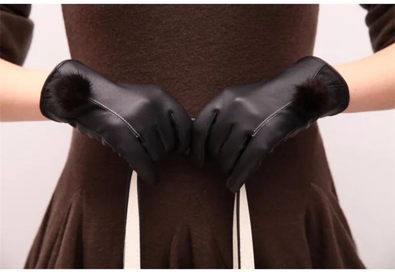 Для женщин и модная одежда для девочек Теплые зимние кроссовки 2-палец топовый Искусственная кожа Сенсорный экран перчатки Велоспорт