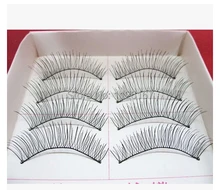 Free shipping hot sale 10Pairs Hand made full strip Fake False Eyelashes Natural Long Look Cotton Stem 219 Beauty Health Makeup