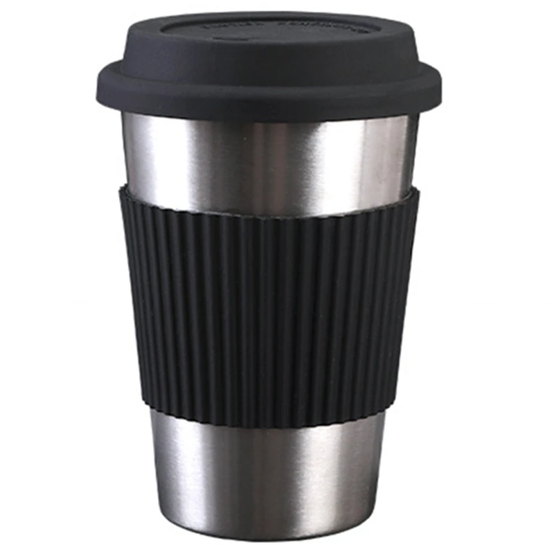 

LBER 500Ml Travel Coffee Mug Creative With Silicone Lid Stainless Steel Cups And Mugs Tea Milk Drinkware Beer Mug