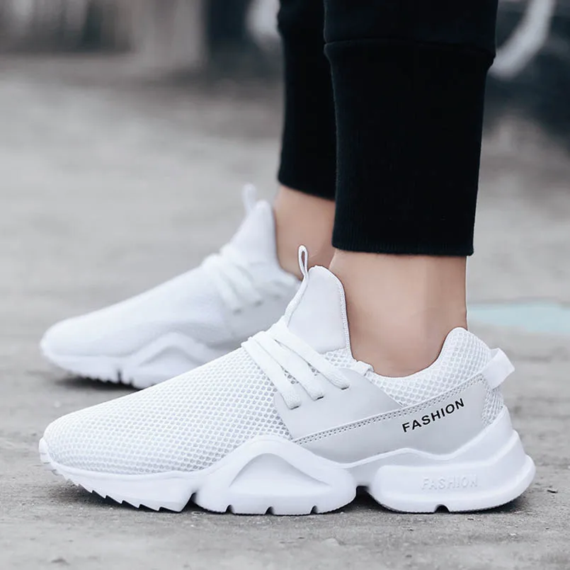 

FIDANEI 2018 Summer New Men Mesh Sport Shoes Fitness Breathable Shoes Male White Vulcanized Shoes Lace-Up Wild Sneakers