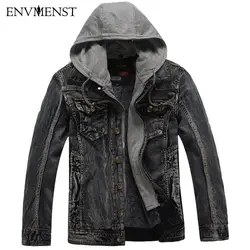 ENV Для мужчин ST Для мужчин Джинсы для женщин куртка 2017, Новая мода Для мужчин зимой толстые Джинсовые куртки мужской с капюшоном флис теплая