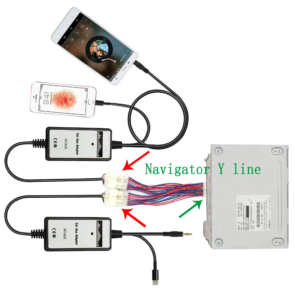 Car CD MP3 Player car mp3 player Splitter/Y cable Retention Y Harness Cable Fit for Toyota (5 + 7) connector QX995 Moonet (5 + 7)