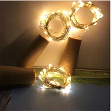 1m / 2m Silver Copper Wire LED String Light Bottle Stopper For Fairy Party Wedding Christmas Holiday Lighting Powered by Battery