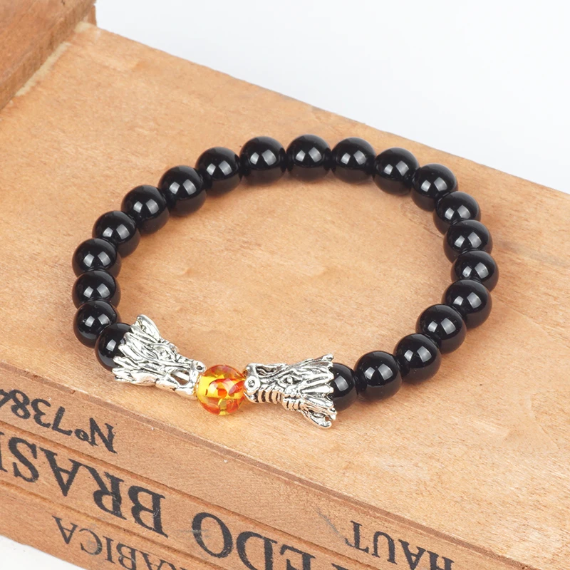 Натуральный Камень Бусы Дракон билеклик Pulseira Будда браслет мужские ювелирные