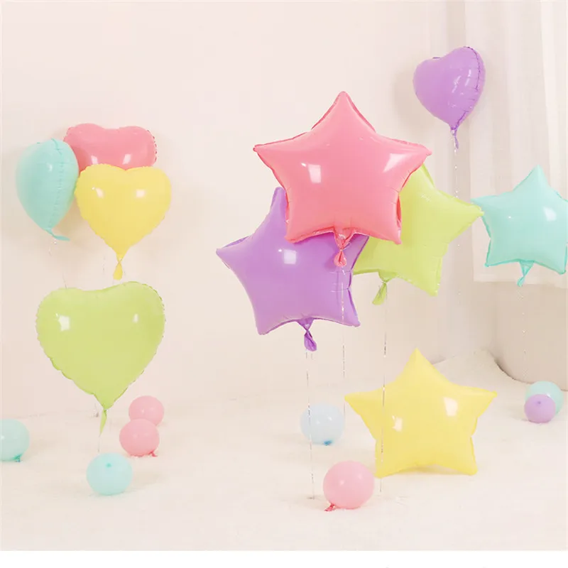 

10pcs/lot 18inch macaron Star& heart Balloons Inflatable Helium Balloon Valentine's Day Wedding Birthday Party Decor air balloon