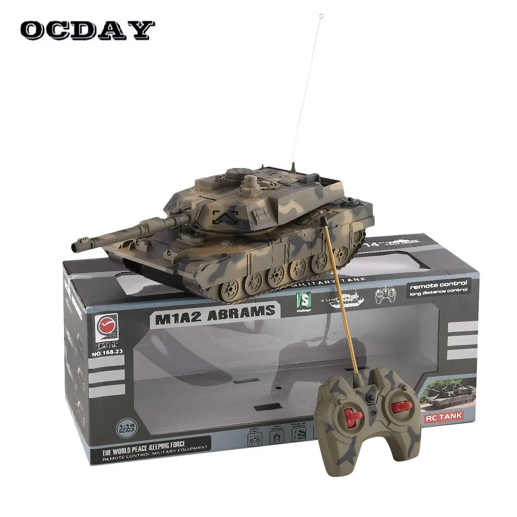 

OCDAY 1/14 Simulation RC Battle Tank Turret Rotation With Light Music 4CH Remote Remote Control Toy For Kids Gifts 168-23 Tank