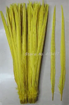 

High Quanlity 50pcs 20-22inches Ringneck Pheasant Tail Feathers Yellow Color Plumes For Craft DIY