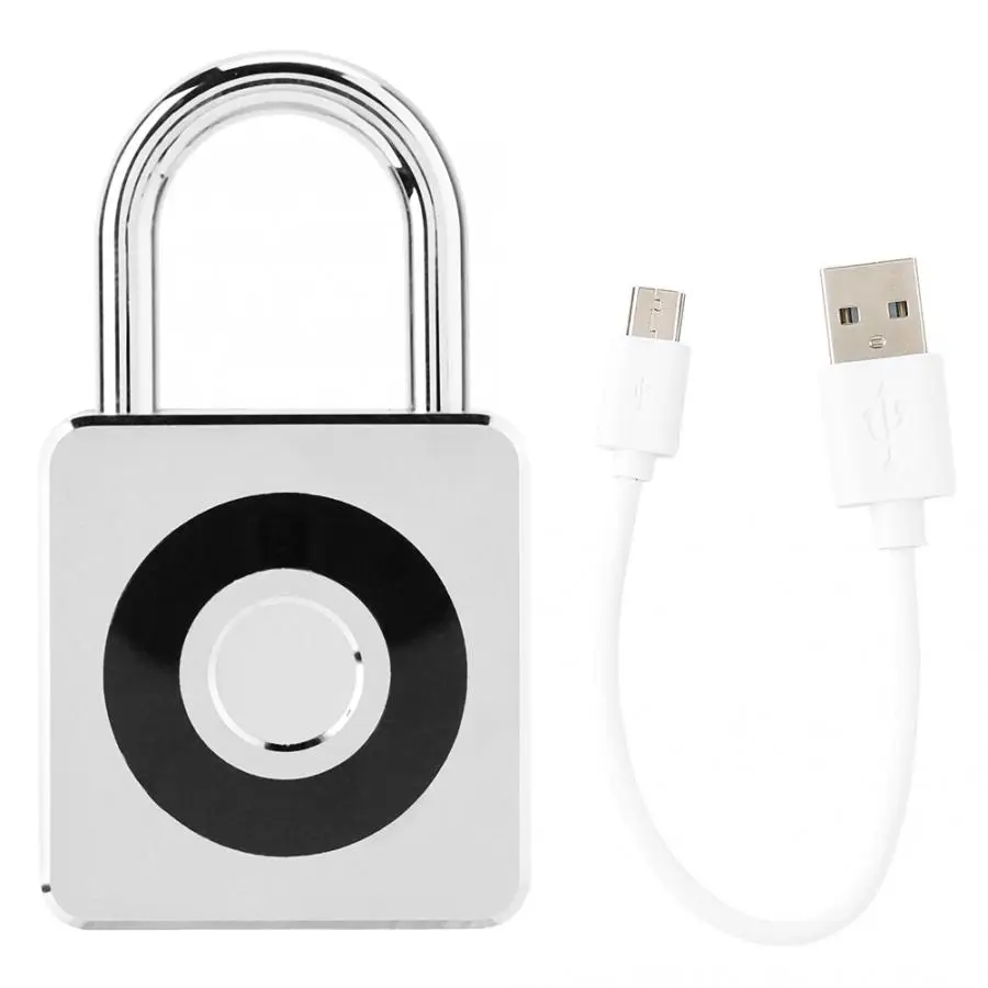 

Zinc Alloy Security Keyless USB Rechargeable Door Lock Fingerprint Smart Padlock Waterproof Electronic Lock