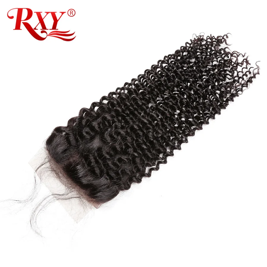 Peruvian Kinky Curly Hair Bundles With Closure RXY Remy Hair 3 Bundles Human Hair Bundles With Closure 4x4 Top Lace 4PcsLot (6)