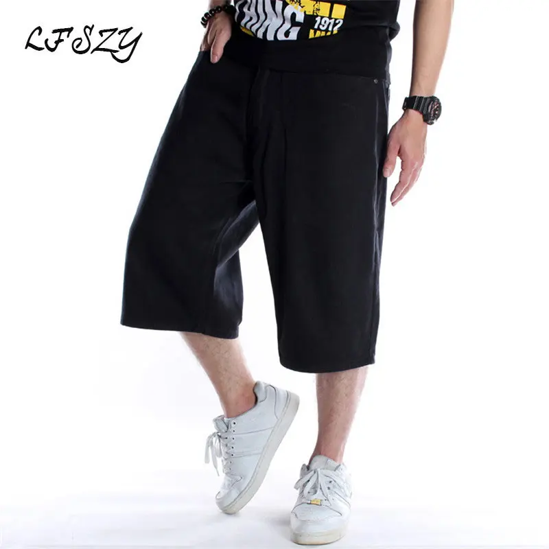 Jeans men New Modis Hip Hop jeans Men's trend Shorts Loose Cropped trousers Large size 46 Black Denim pants Biker jeans