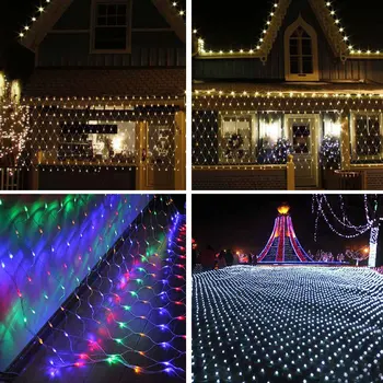 

3x2m 1.5x1.5m LED Net Mesh String Light 8 Mode Flicker Fairy Light Lamps Christmas Wedding Party Decoration Lighting EU US Plug