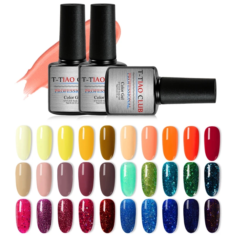 

T-TIAO CLUB Holographic Laser Gel Polish 7ml Shimmer Glitter UV Gel Nail Polish 296 Colors Lacquer Holo Nail Varnish Nail Art