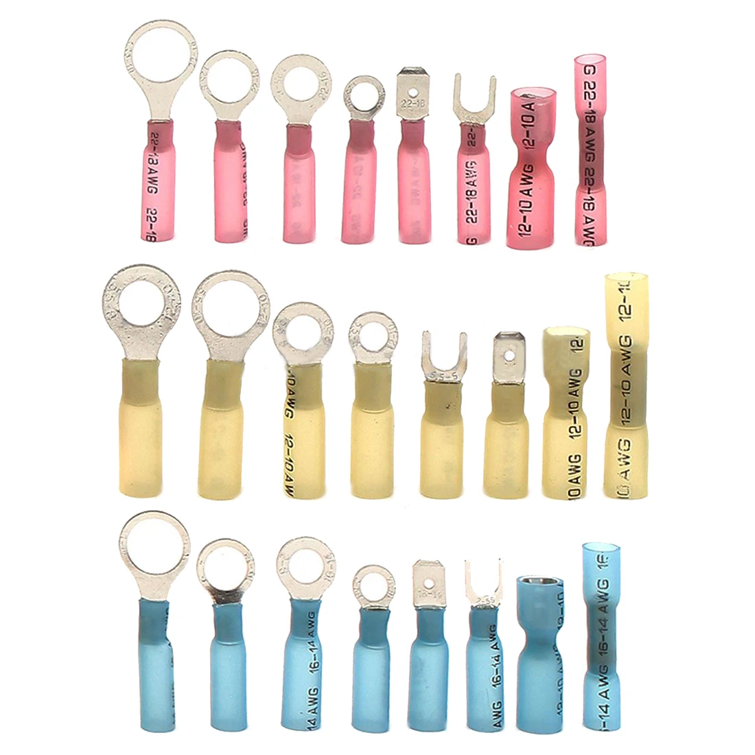 

240PCS Insulated Heat Shrink Electrical Connectors Wire Crimp Spade Terminal Set