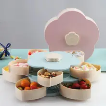 Цветная коробка для закусок с креативным рисунком, вращающаяся Двойная чаша для фруктов, двойная коробка для конфет, Свадебная коробка для конфет с лепестками фруктов, коробка для семян
