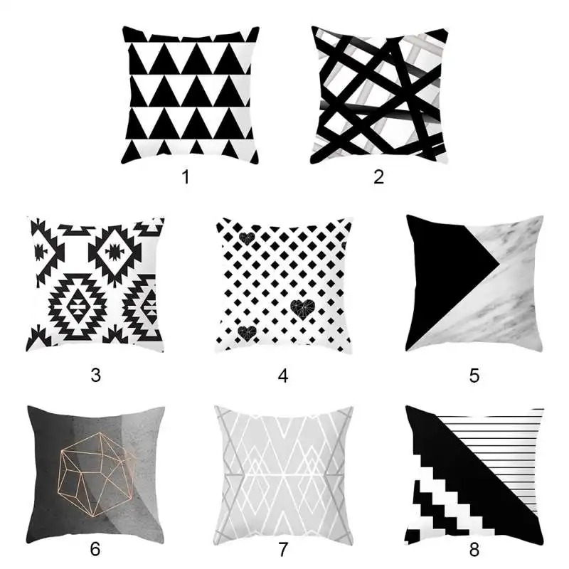 1 шт., скандинавский черно-белый геометрический Стильный чехол для подушки s, бархатный чехол для подушки с рисунком из персиковой кожи, полосатый геометрический чехол для подушки