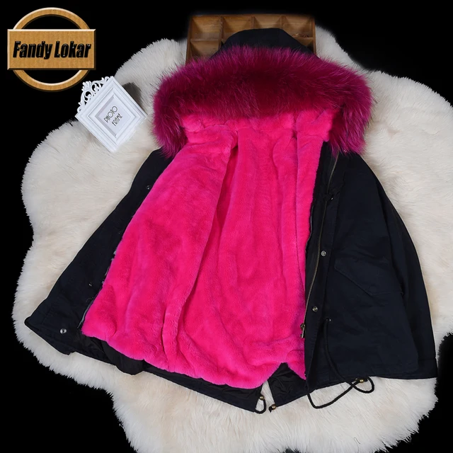 Best price at $110 Cheap FL Brand Women Fur Hooded Parka Padded Fur Parka Army Green Real Raccoon Fur Lined Parka with Natural Mr Mrs Fur Coat Parka 2016