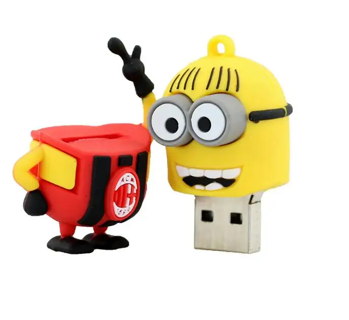 Cartoon Minions Pendrive 128GB USB Flash drive  USB 2.0 Family Memory Stick Pen Drive 32GB 16GB 8GB  64GB
