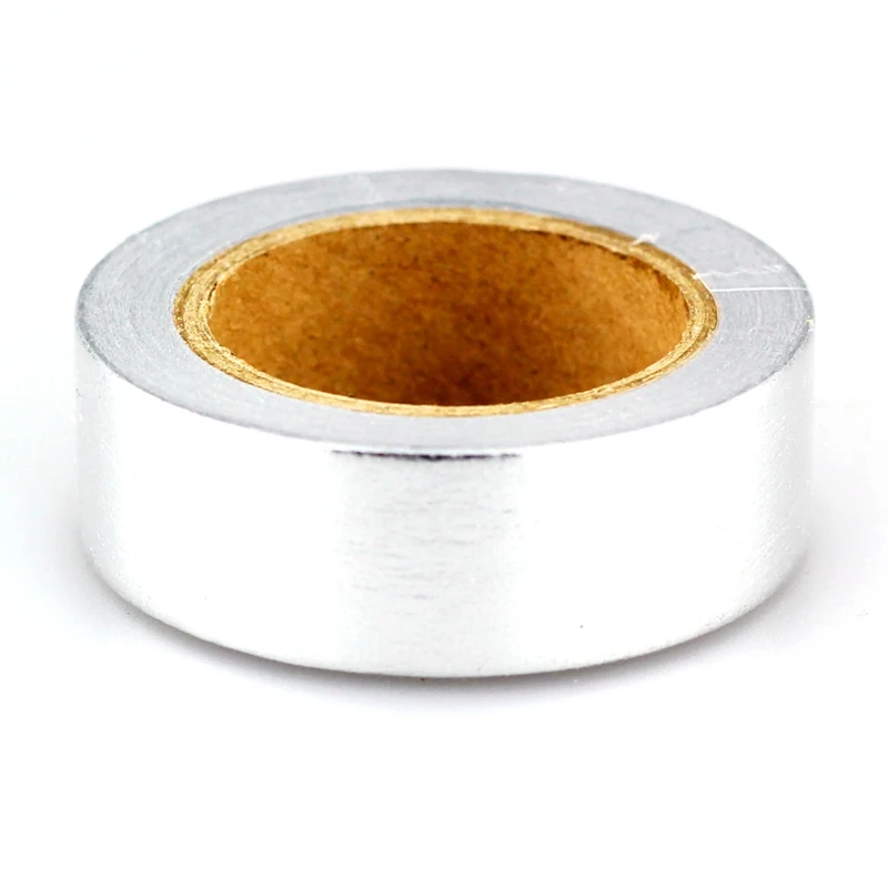 Золотая фольга васи лента японская бумага 1,5*10 метров Kawaii инструменты для скрапбукинга смешанные твердые цвета маскирующая лента клейкая декоративная лента - Цвет: silver foil
