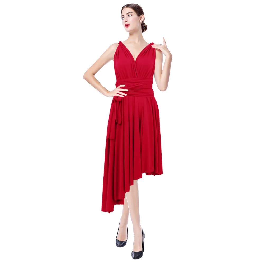

Sexy Irregular Ladies Latin Dance Dress Convertible Multi Way Wrap Evening Party Dress Women Ballroom Ballet Dress Dancewear