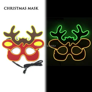 

Luminous LED Christmas reindeer Mask Hot Selling Neon Light Up Glowing Mask Festival Rave EL Mask For Christmas