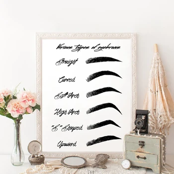

Eyebrow Shapes Print Makeup Wall Art Canvas Painting Black and White Fashion Poster Make Up Beauty Wall Picture Girls Room Decor