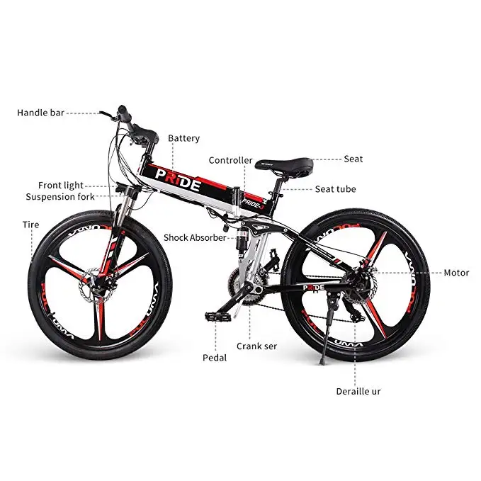 Excellent PRIDE Electric bike 20inch Foldable electric Bicycle 48V12.5A battery 500Wmotor 7Speed Electric bike Mountain&Snow power bike 20