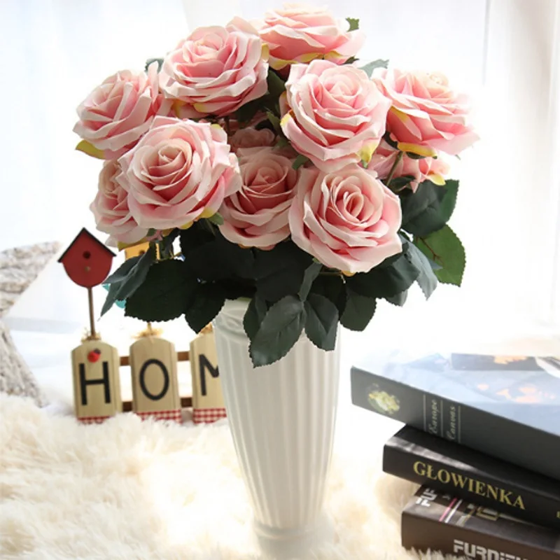 

Artificial silk 1 Bunch French Rose Floral Bouquet Fake Flower Arrange Table Daisy Wedding Flowers Decor Party accessory Flores