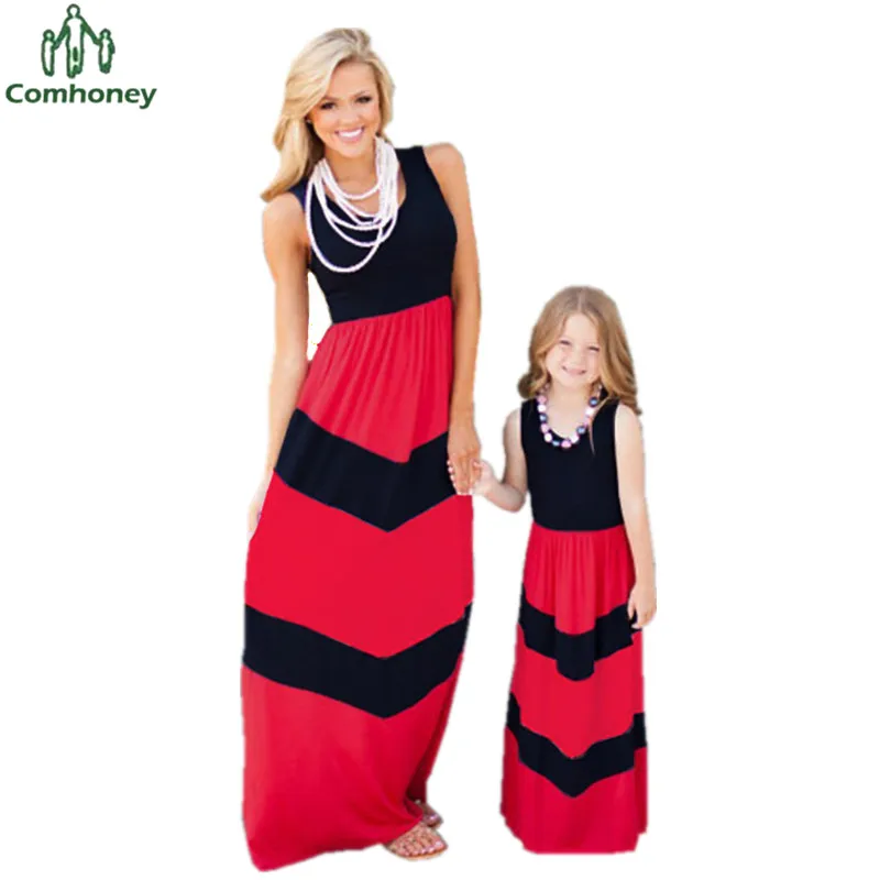 Mother Daughter Dresses Sleeveless Party Mother Daughter Clothes Beach