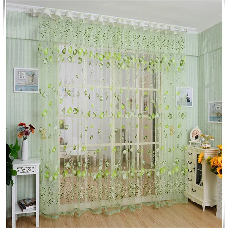

Luxury style curtains curtains window sheer voile tulip home cute pattern Cortinas Rideaux Pour Le Salon
