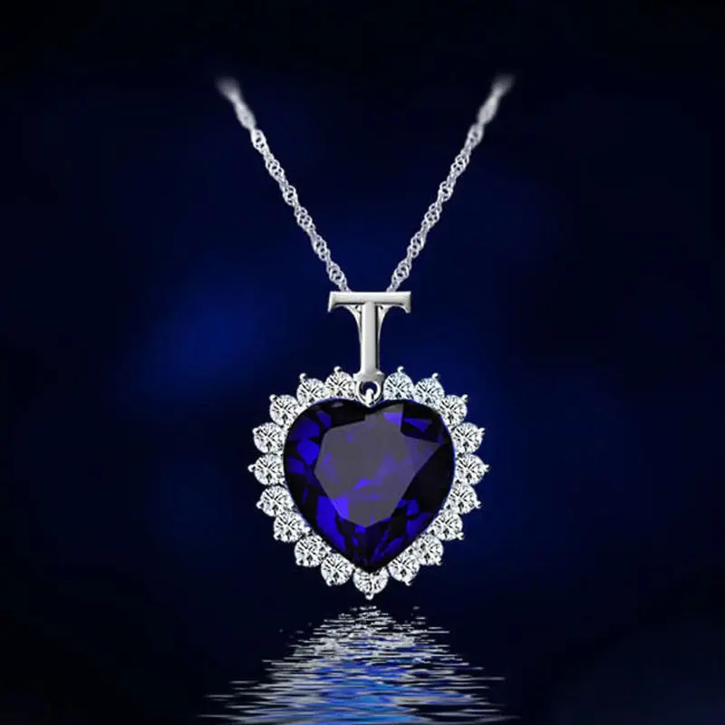 Мода Титаник Сердце океана синие прозрачные стразы кулон цепи ожерелье женщины дамы девушки ожерелье s подарок ювелирные изделия Collares