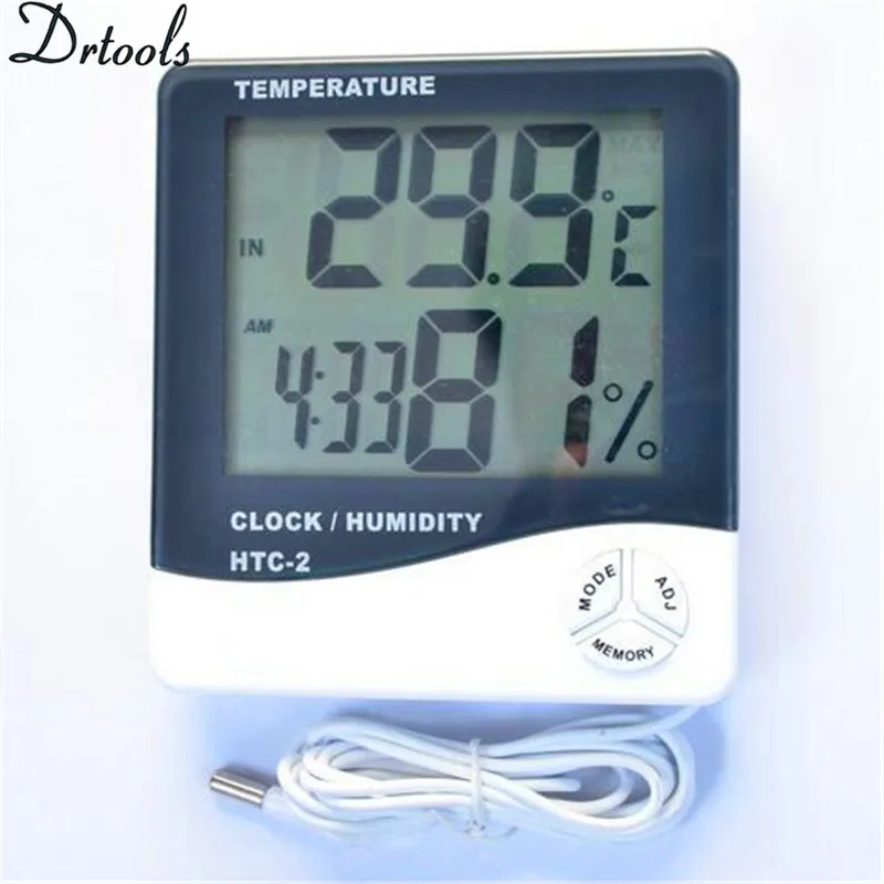 

The newest High-accuracy HTC-2 LCD Digital Electronic Thermometer Tester Clock Household for Indoor Outdoor use GT064