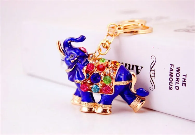Креативный 3D Благоприятный слон брелок Эмаль Красочные животные подвеска на ключ от автомобиля кольца милые брелоки для женщин мужчин подарки - Цвет: Синий